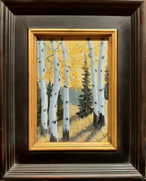 Evening Aspens 7x5 $195 at Hunter Wolff Gallery